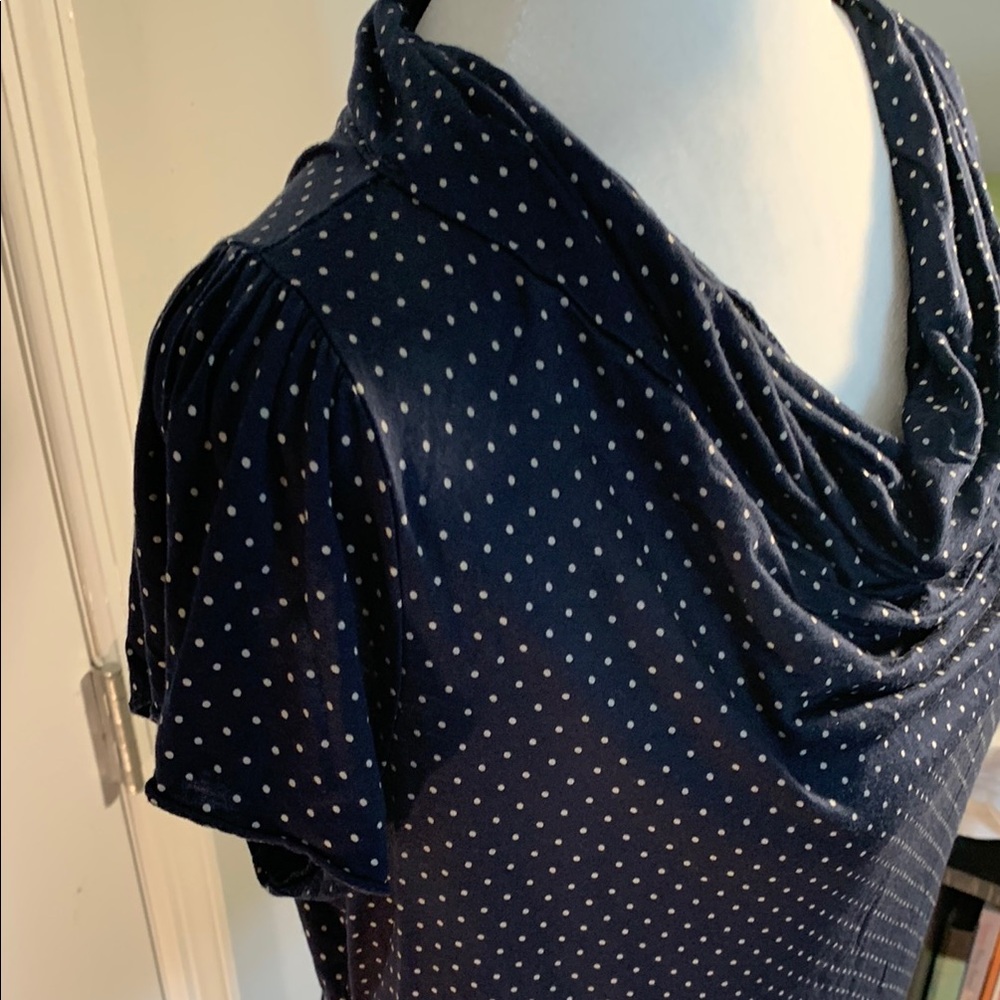 Navy Polka Dot Cowl Neck Top - Picture 3 of 6